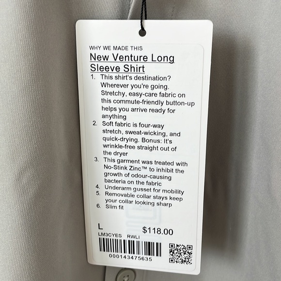 NWT Lululemon New Venture Long Sleeve Shirt Raw Linen Size Large - Picture 4 of 7